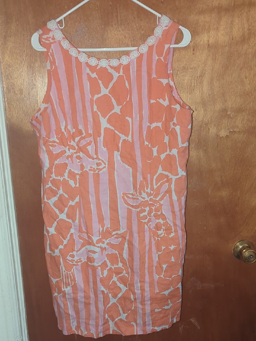Lilly Pulitzer Orange & Pink Giraffe Print Sleeveless Dress